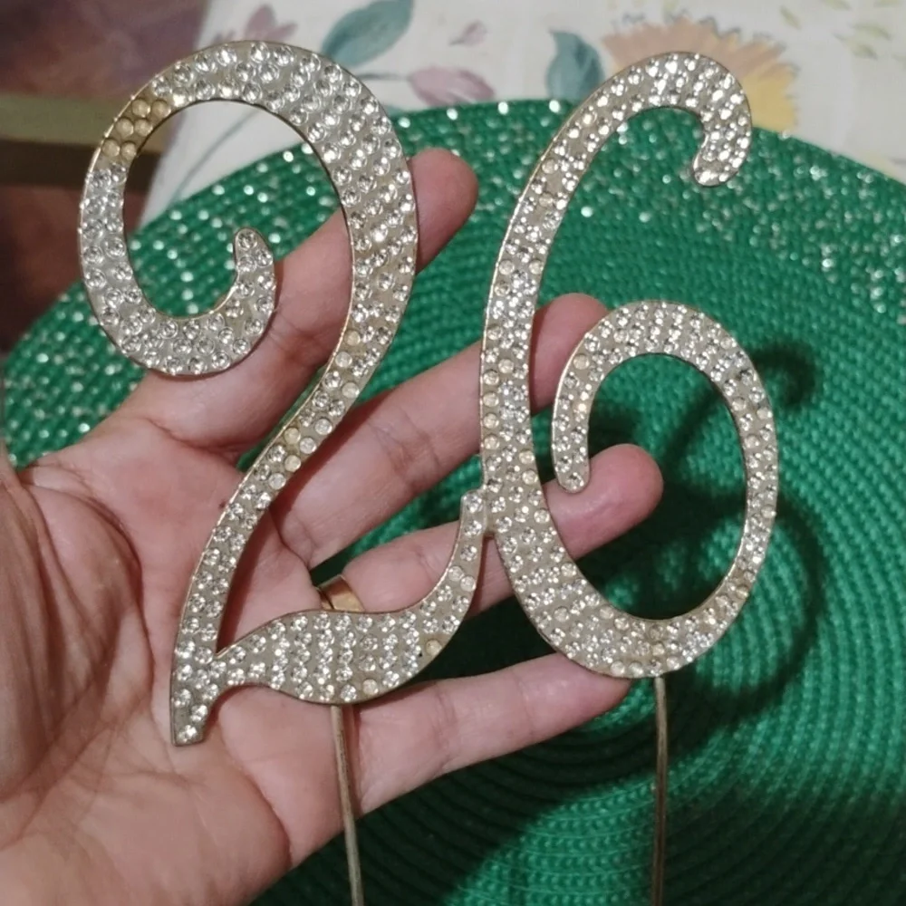 Elegant Silver Number 26 Cake Topper